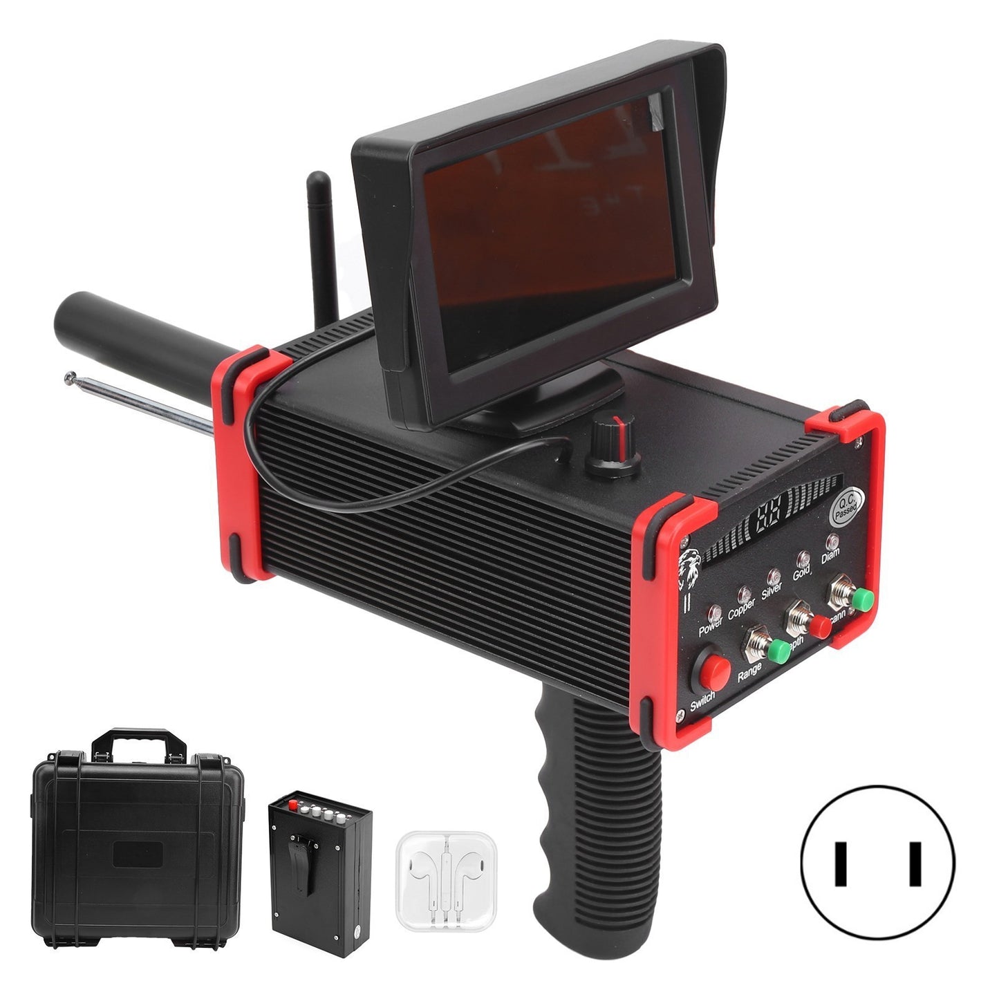 Metal detector offering a long detection range of 1000 meters for deep exploration.