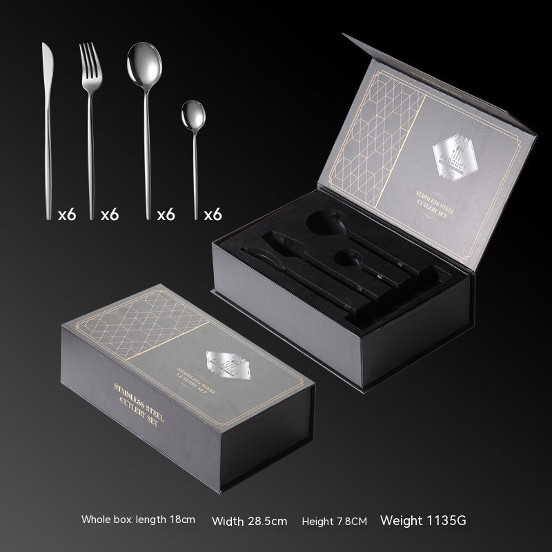 Portuguese Titanium-Plated Western Tableware – 24-Piece Stainless Steel Set - Tresado