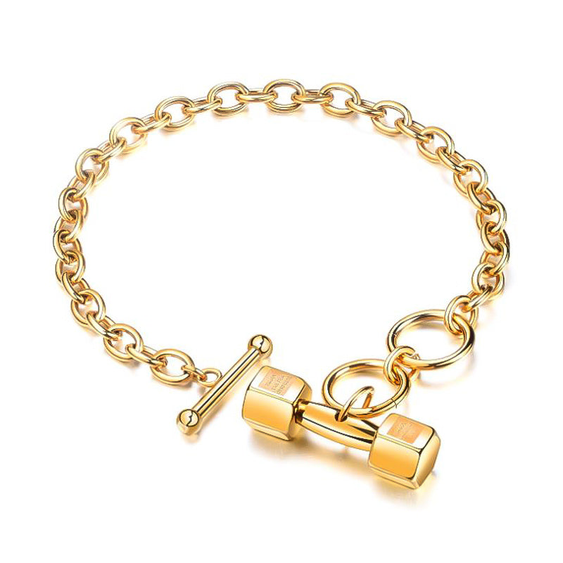 Stylish Adjustable Titanium Steel Dumbbell Bracelet for Men and Women
