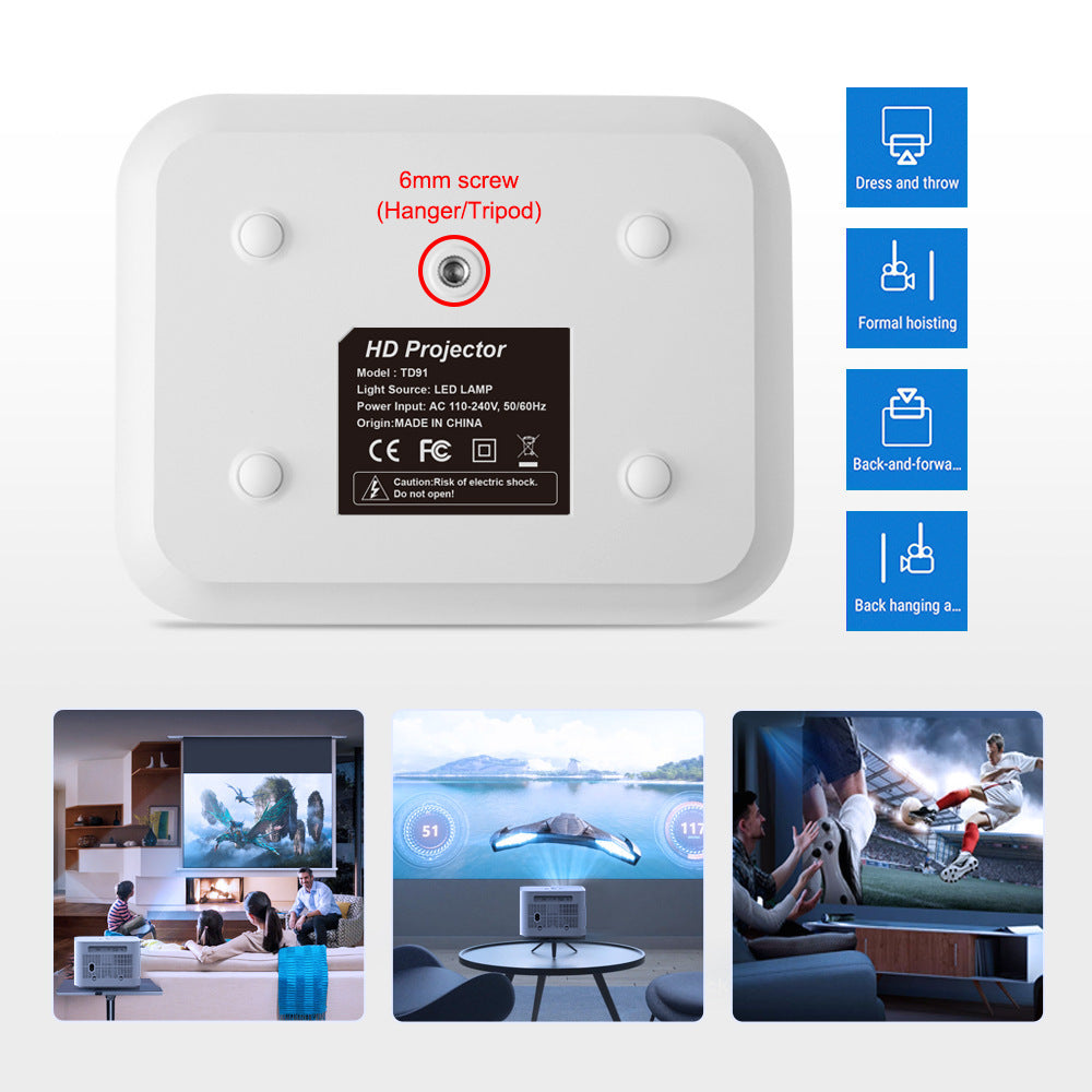 Android-powered smart projector with built-in streaming apps, gaming support, and 5G WiFi.