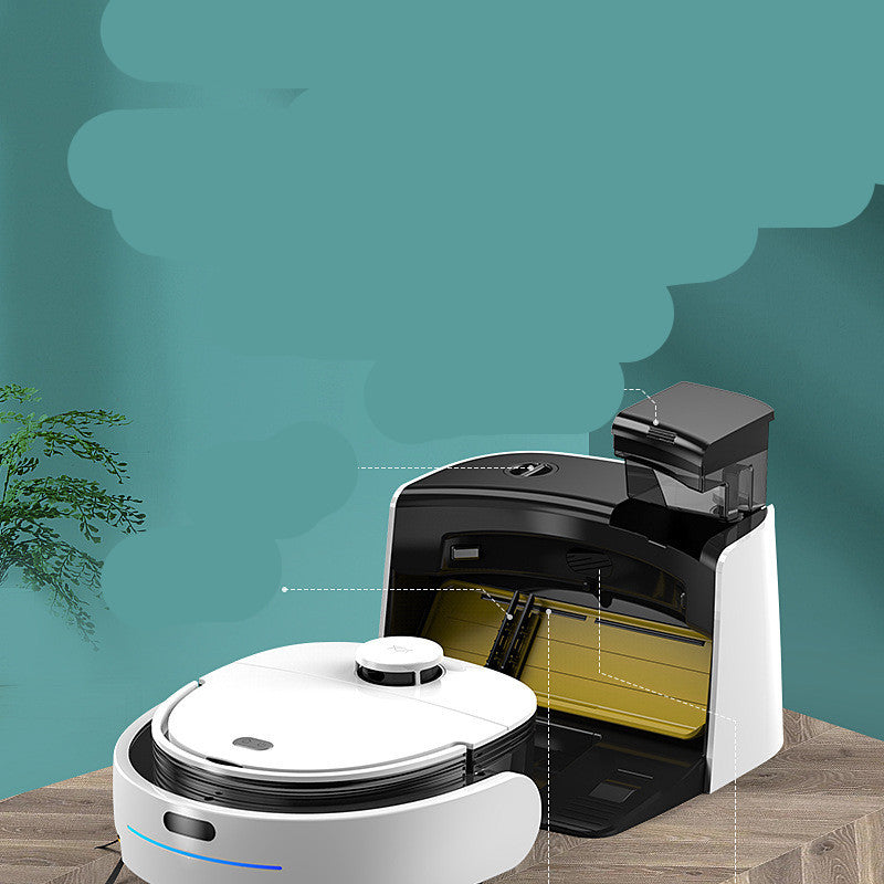 Smart robot vacuum navigating under a couch, effectively cleaning hard-to-reach areas.