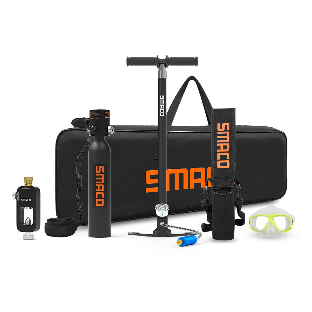 Image displaying the compact dimensions of the portable diving rebreather.