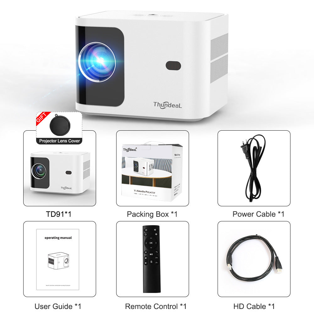 Smart projector with 25-100% digital zoom and electric focus for a crystal-clear image.
