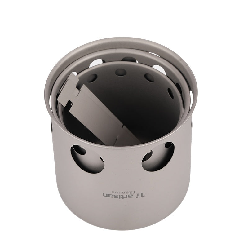 Front view showing airflow slots for efficient wood burning