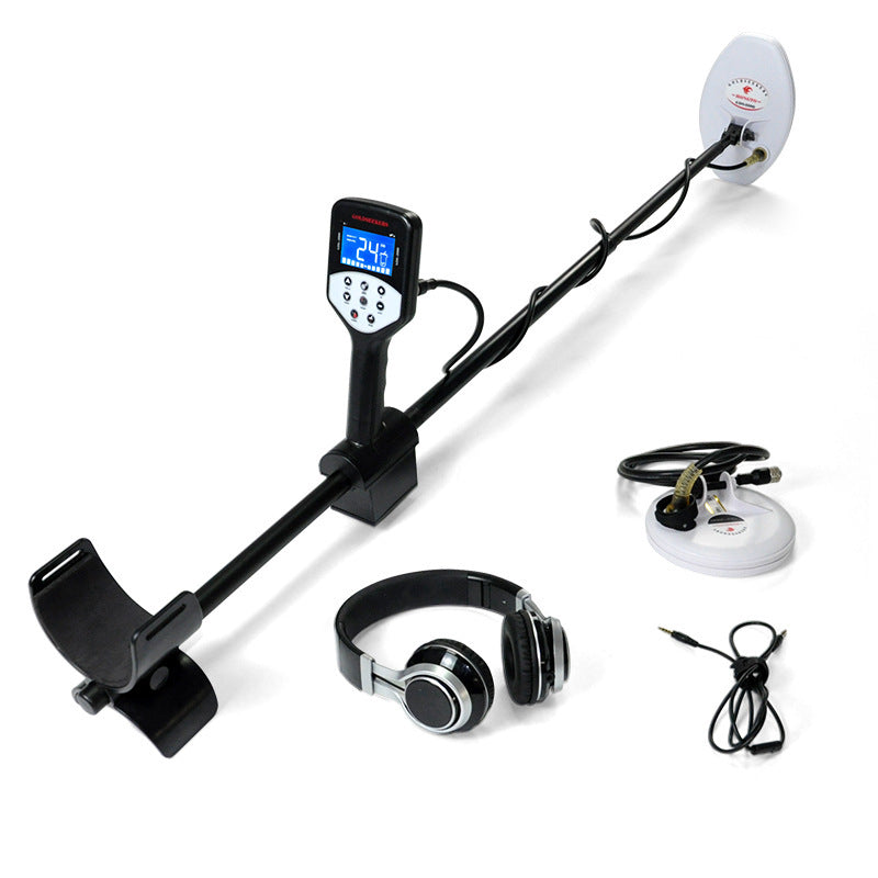 Wired headphones included with the treasure detector for a focused hunting experience.