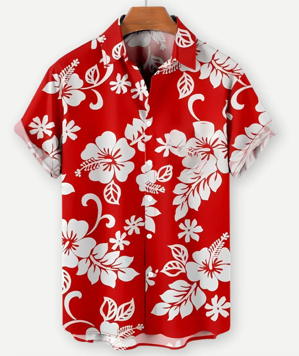 Close-up of fabric and colors on HX_A11 floral shirt