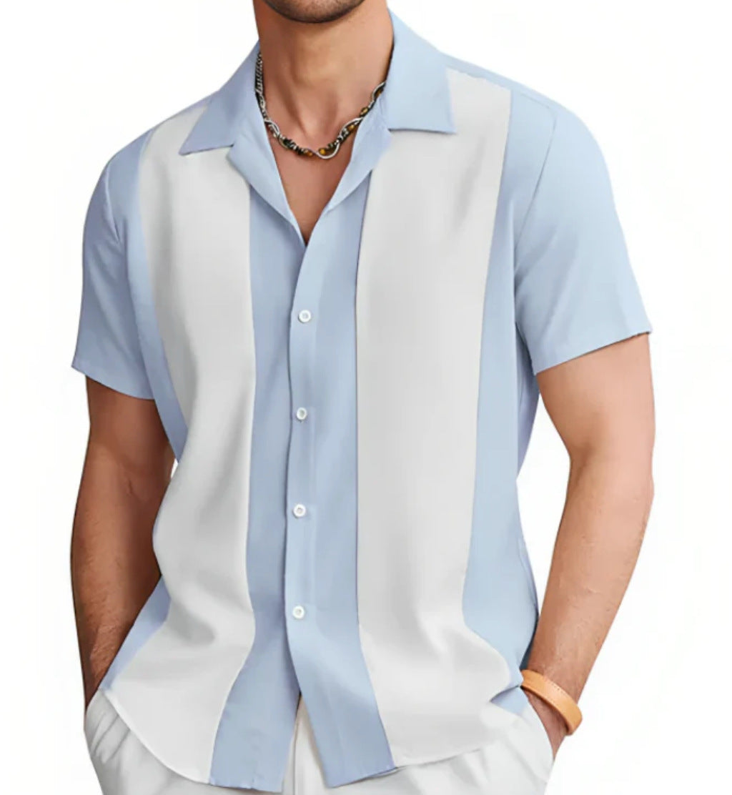 Backside of men’s floral shirt in HX_A7 color variation
