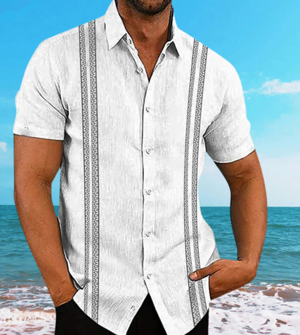 HX_A8 bold floral shirt worn by male model in summer setting
