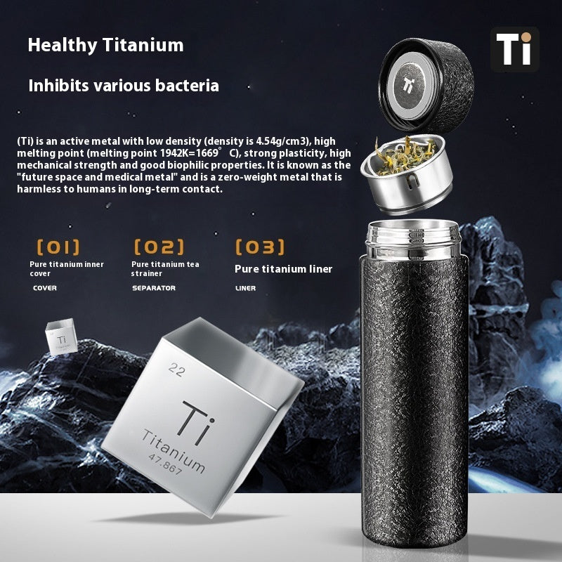 Titanium Vacuum Tumbler Featuring Tea and Water Separation Design