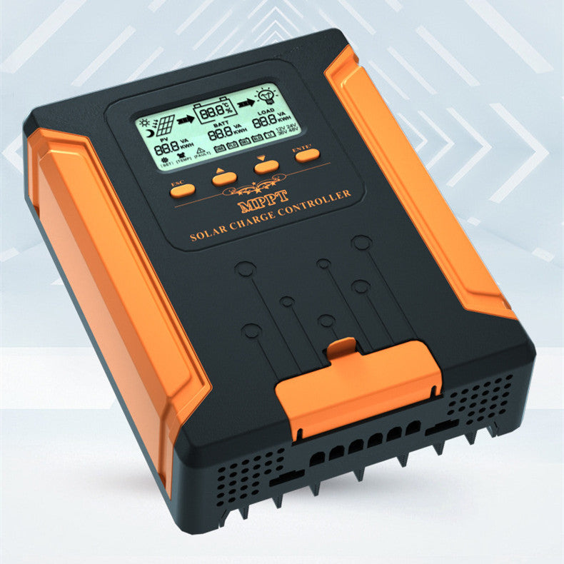 Operational solar charge controller connected to a photovoltaic panel system.