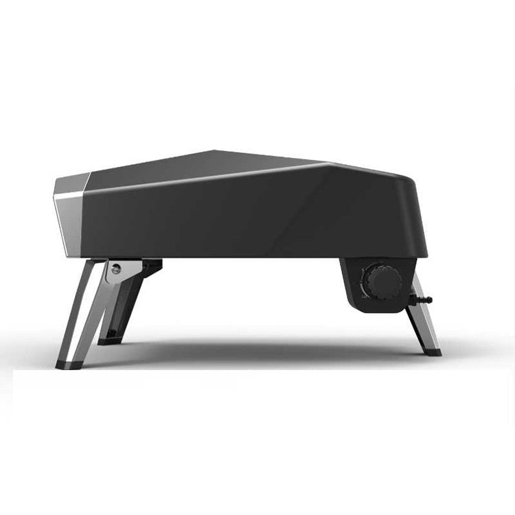 Portable gas oven with piezoelectric ignition for effortless and reliable startup.