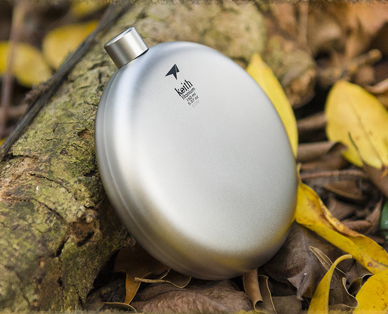 Titanium Hip Flask in an Outdoor Setting for Adventures