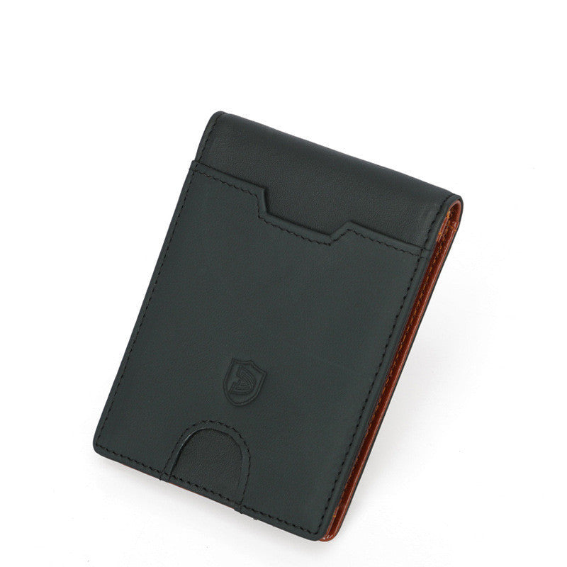 Close-up of premium stitching on the RFID leather wallet for men.