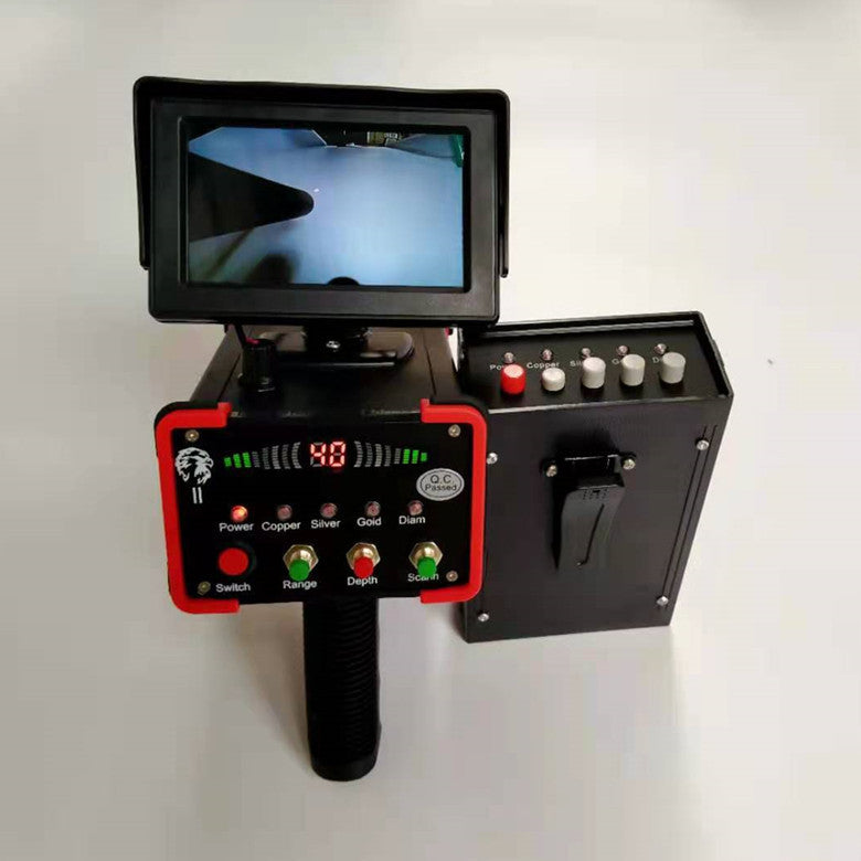 Rechargeable underground metal detector featuring an adjustable LCD screen and 20-meter depth detection.