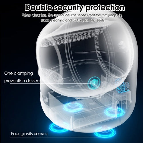 Packaging of the Smart Automatic Litter Box, showcasing dimensions and weight.