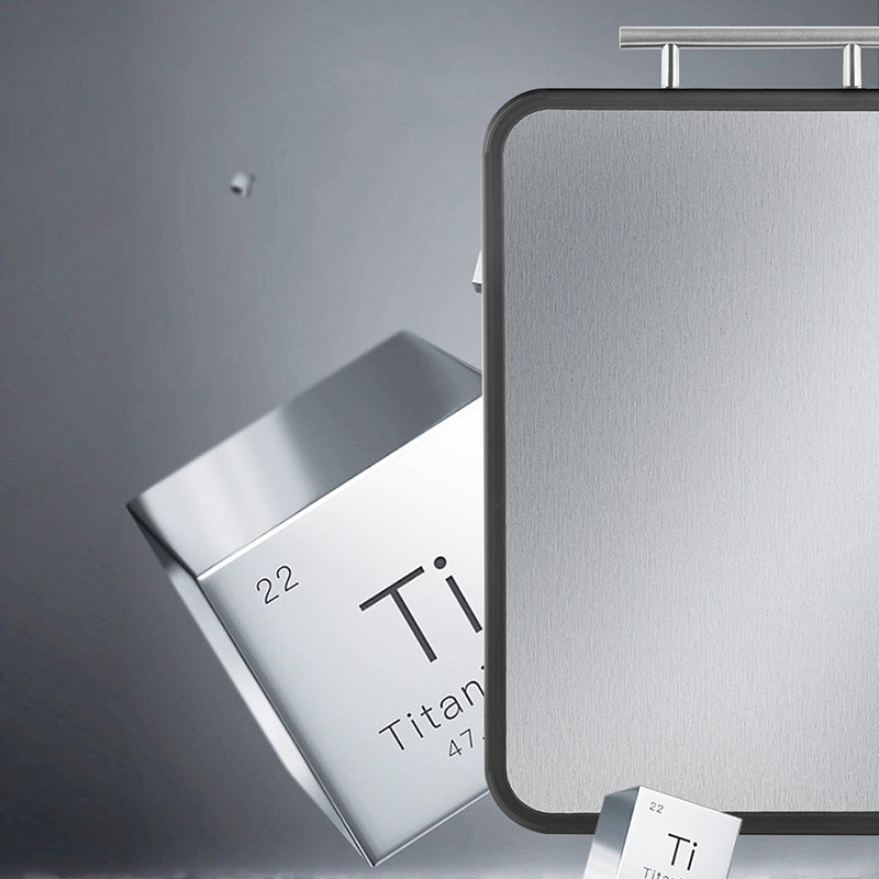 Pure titanium chopping board with an elegant ice crystal finish for a sleek kitchen look.
