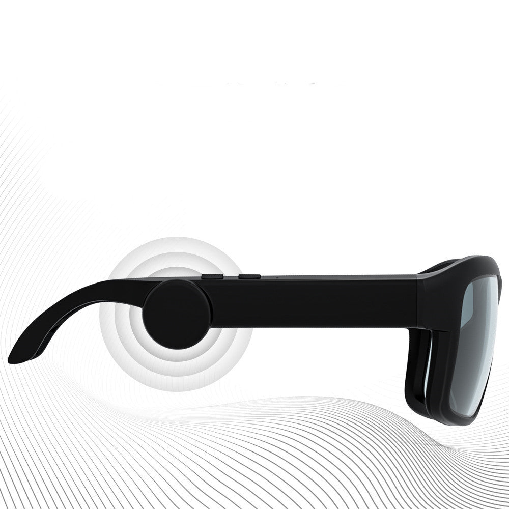 White smart sunglasses with headphone and mic features