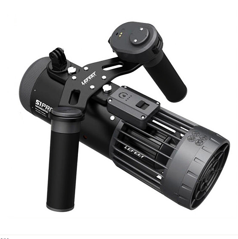 A close-up of the LEFEET S1 Pro’s wireless control system and modular upgrade options.