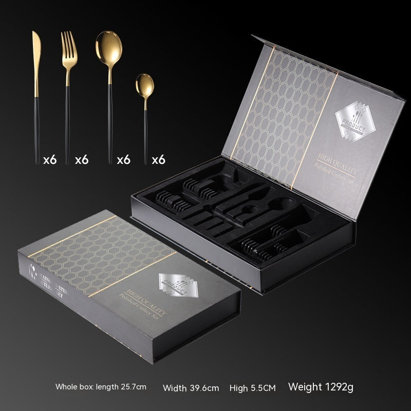 Portuguese Titanium-Plated Western Tableware – 24-Piece Stainless Steel Set - Tresado