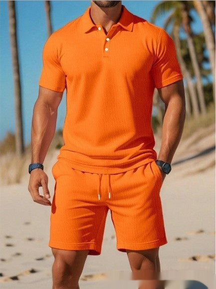 Stylish men's advanced fabric short sleeve polo set RX Style 7