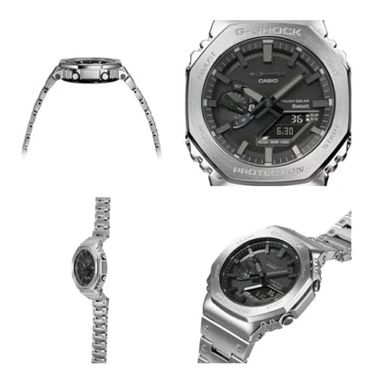 Stainless steel back view of the G-SHOCK GM-B2100D-1AJF with premium craftsmanship.
