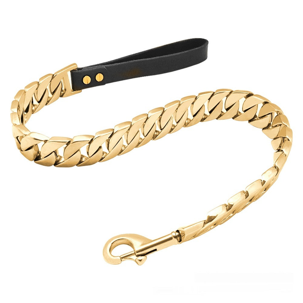 Heavy-Duty Black Dog Leash in Stainless Steel, Available in 120cm, 90cm, and 60cm