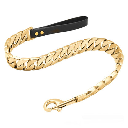 Heavy-Duty Black Dog Leash in Stainless Steel, Available in 120cm, 90cm, and 60cm