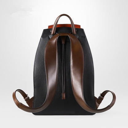 Detailed view of the bag's premium top layer cowhide leather.
