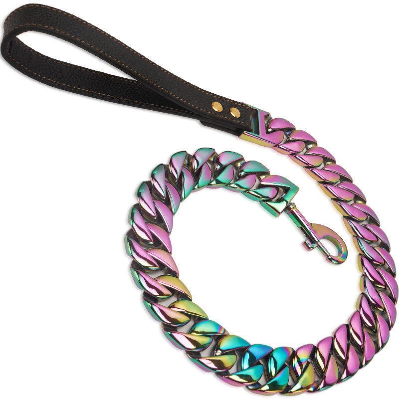 Vibrant Colorful Stainless Steel Dog Leash with Titanium Casting, 120cm, 90cm, 60cm