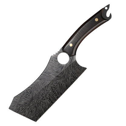 Compact and lightweight black titanium ring knife for daily use and cutting.