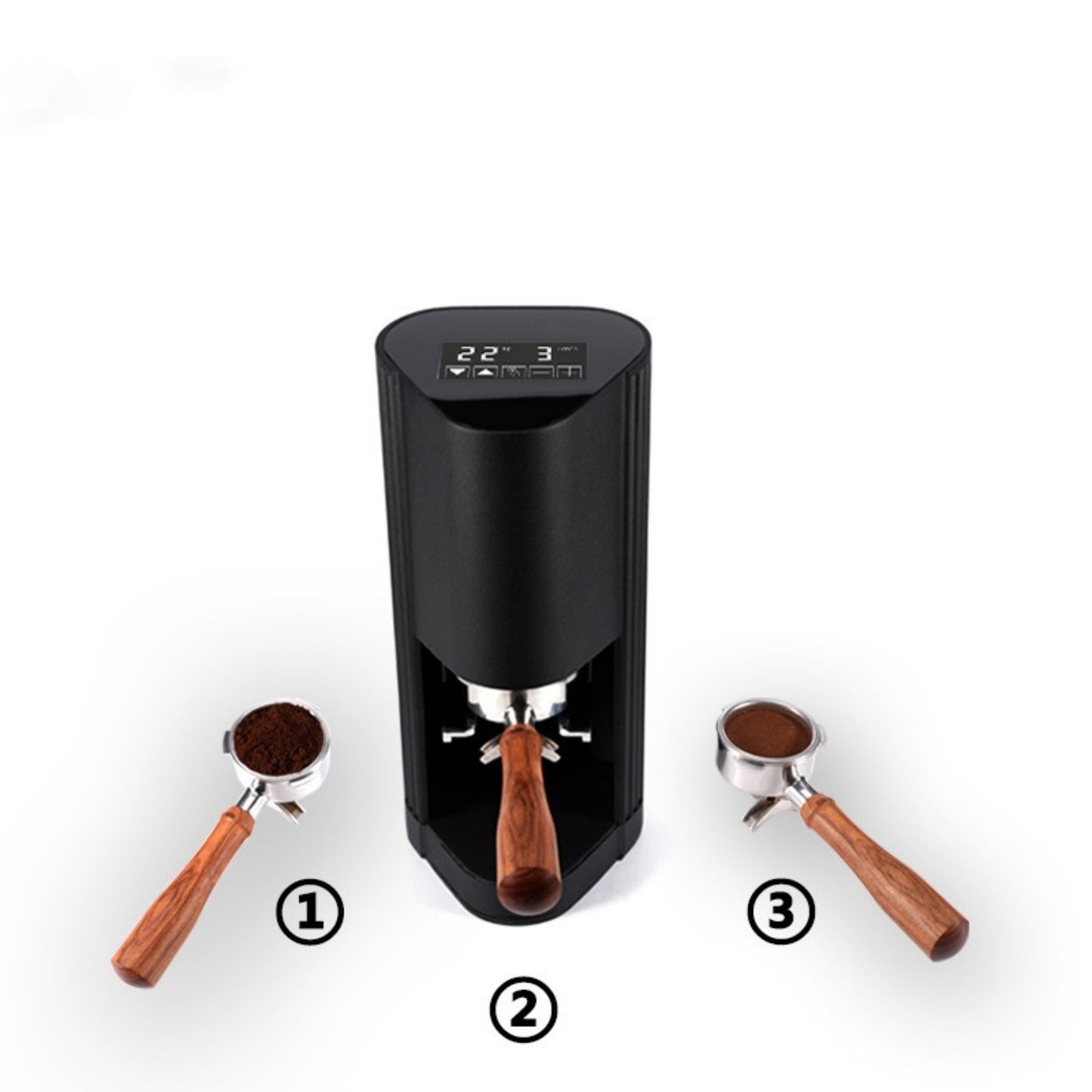 Compact and stylish Electric Coffee Powder Press, perfect for any coffee setup.