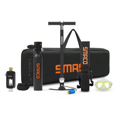 Image displaying the compact dimensions of the portable diving rebreather.
