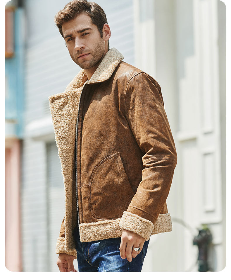 Full outfit styled with the Vintage Casual American Leather Jacket, combining casual and refined elements.