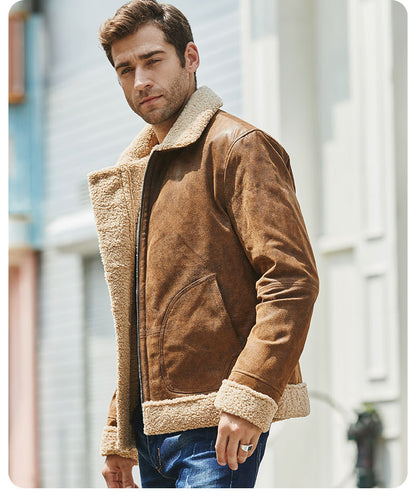 Full outfit styled with the Vintage Casual American Leather Jacket, combining casual and refined elements.