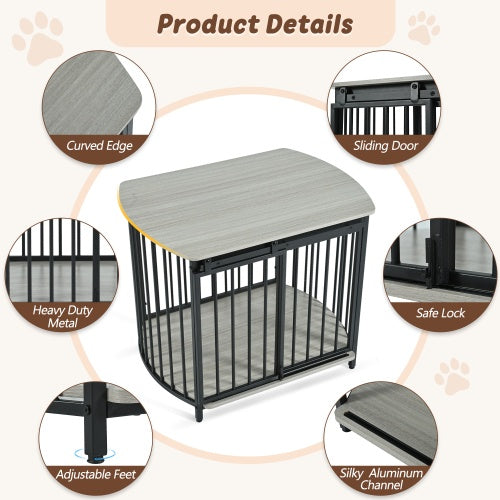 Dog crate with curved metal design for enhanced ventilation and visibility