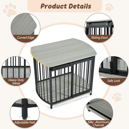 Dog crate with curved metal design for enhanced ventilation and visibility