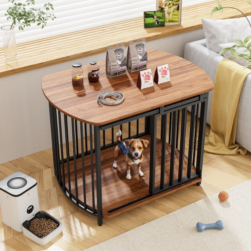 Smooth MDF finish and solid frame structure of indoor dog kennel