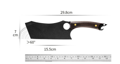 Black titanium ring knife made from 5Cr13 stainless steel for durability.