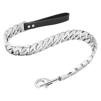 Detailed Close-Up of Titanium-Coated Stainless Steel Leash Clasp