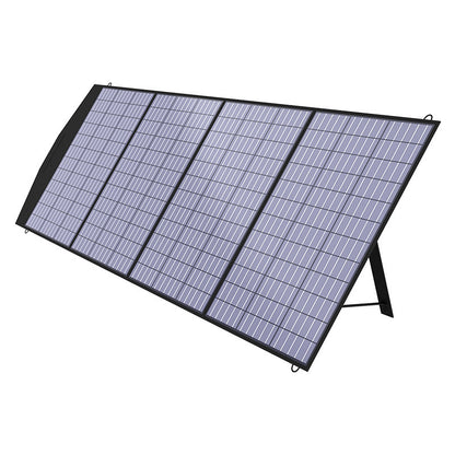 Durable 200W folding solar panel designed for RVs, boats, and camping setups.