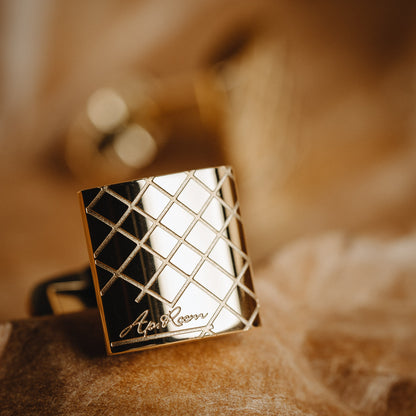 French Gold Cufflinks Styled with a White Shirt for Business Wear