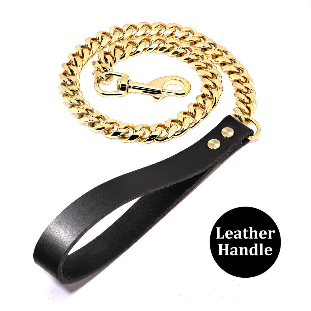 Golden Dog Leash in Use, Ideal for all powerful dog breeds