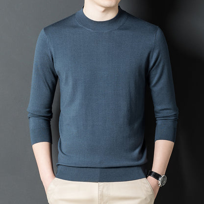 Men’s black crew neck cashmere sweater shown from the front