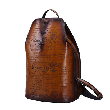 Leather backpack with a 14-inch laptop in the specially designed compartment.