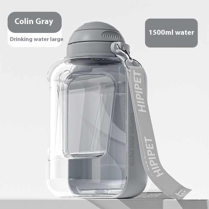 Large yellow pet water bottle for long trips with extra capacity.