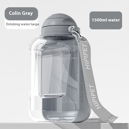 Large yellow pet water bottle for long trips with extra capacity.