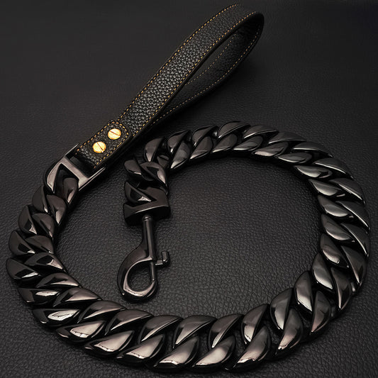 Durable Stainless Steel Dog Leash in Gold Finish, Available in 120cm, 90cm, and 60cm