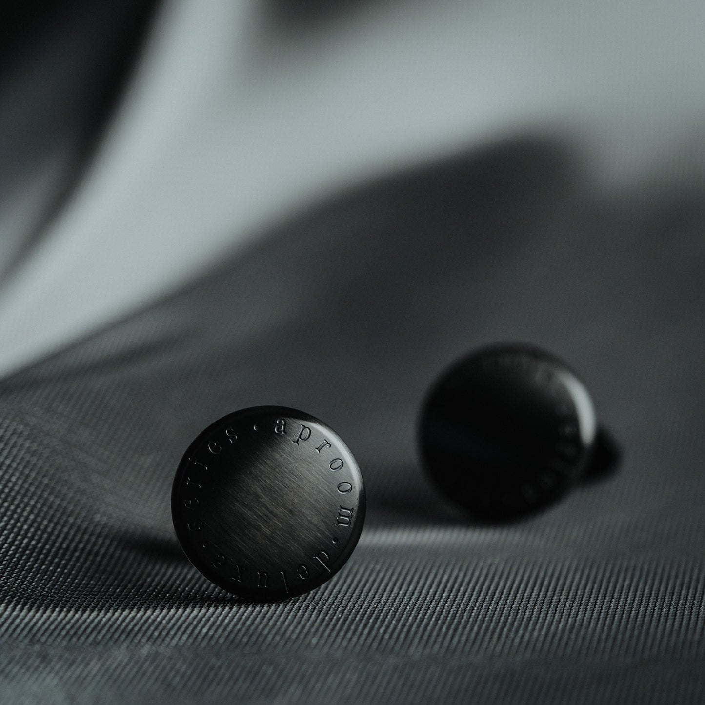 Close-Up of Durable and Stylish Black Steel Cufflinks