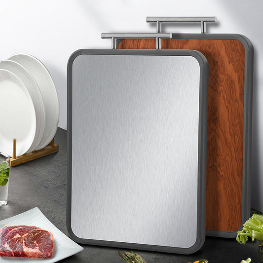 Full view of the Pure Titanium Ebony Cutting Board showcasing its modern square design.