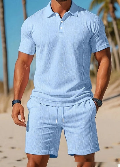 Detail of premium RX Style 9 polo shirt fabric and texture